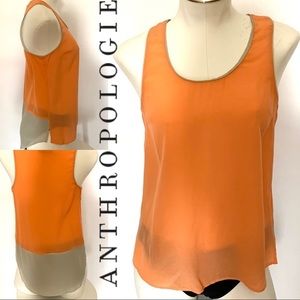 Anthropologie Maeve Hi-Low Silk Peach & Tank Tank